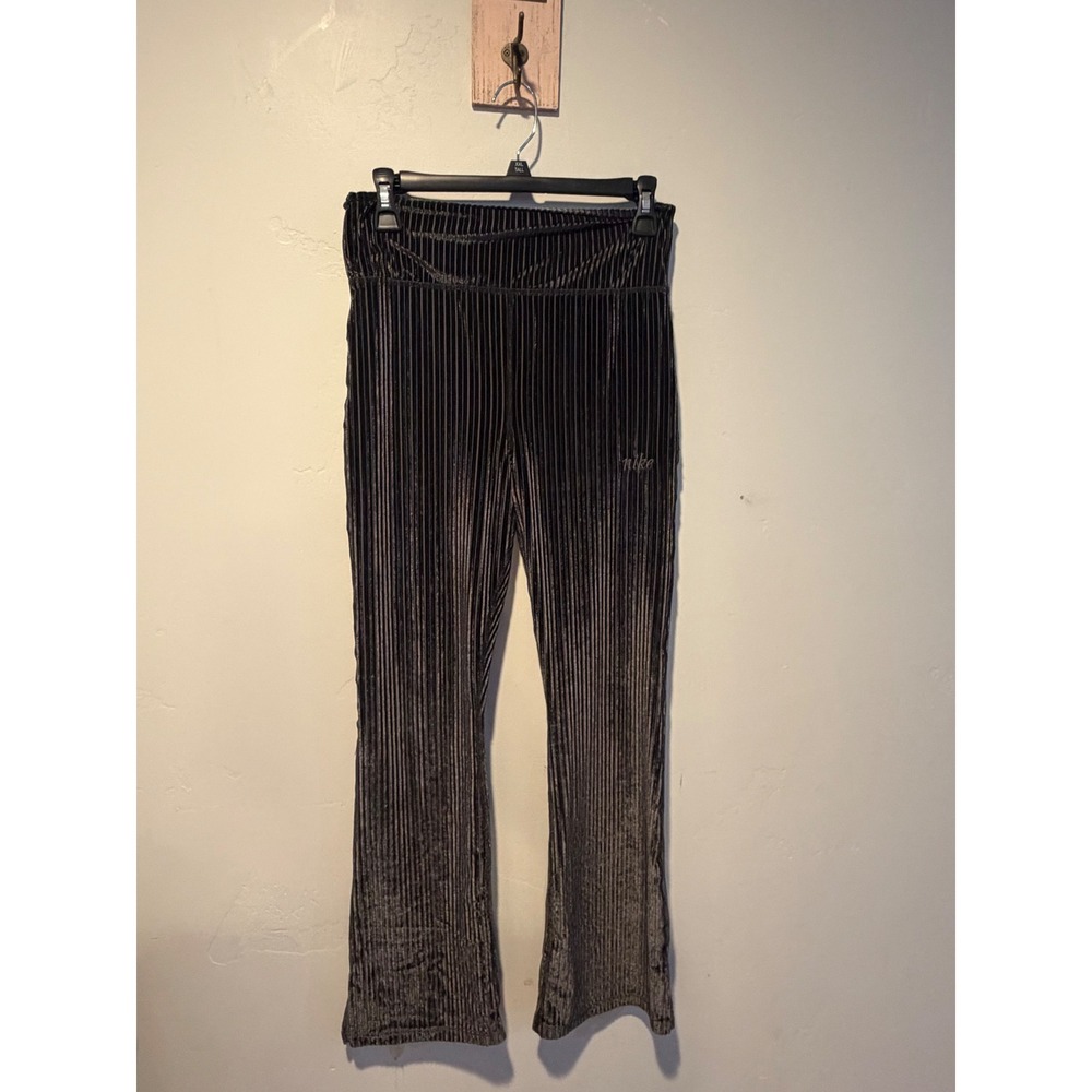 Nike Sportswear Womens Velour Ribbed Pleated Pants Black HF4387-010 XL